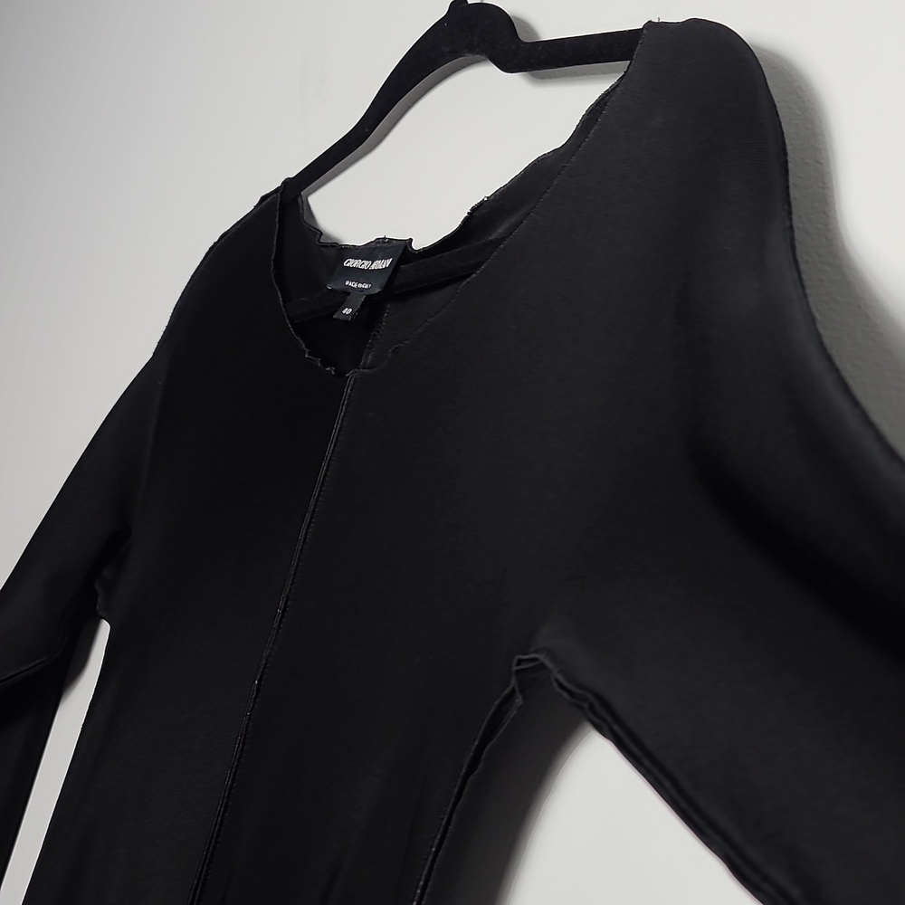 GIORGIO ARMANI Black Long Sleeve Sheath Dress Scooo Neck Knee-Length Size 40 US4 - Picture 8 of 16